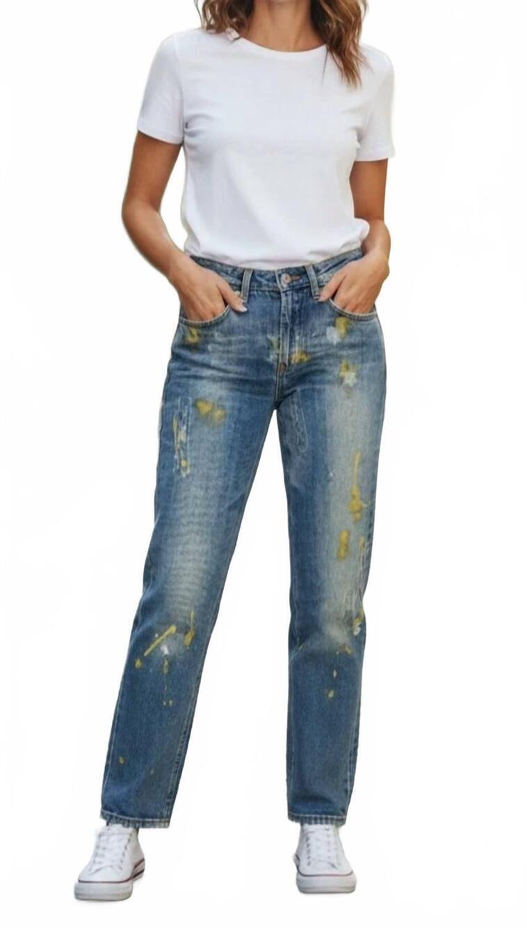 NEW DOLCE & GABBANA paint splattered jeans in blue multi